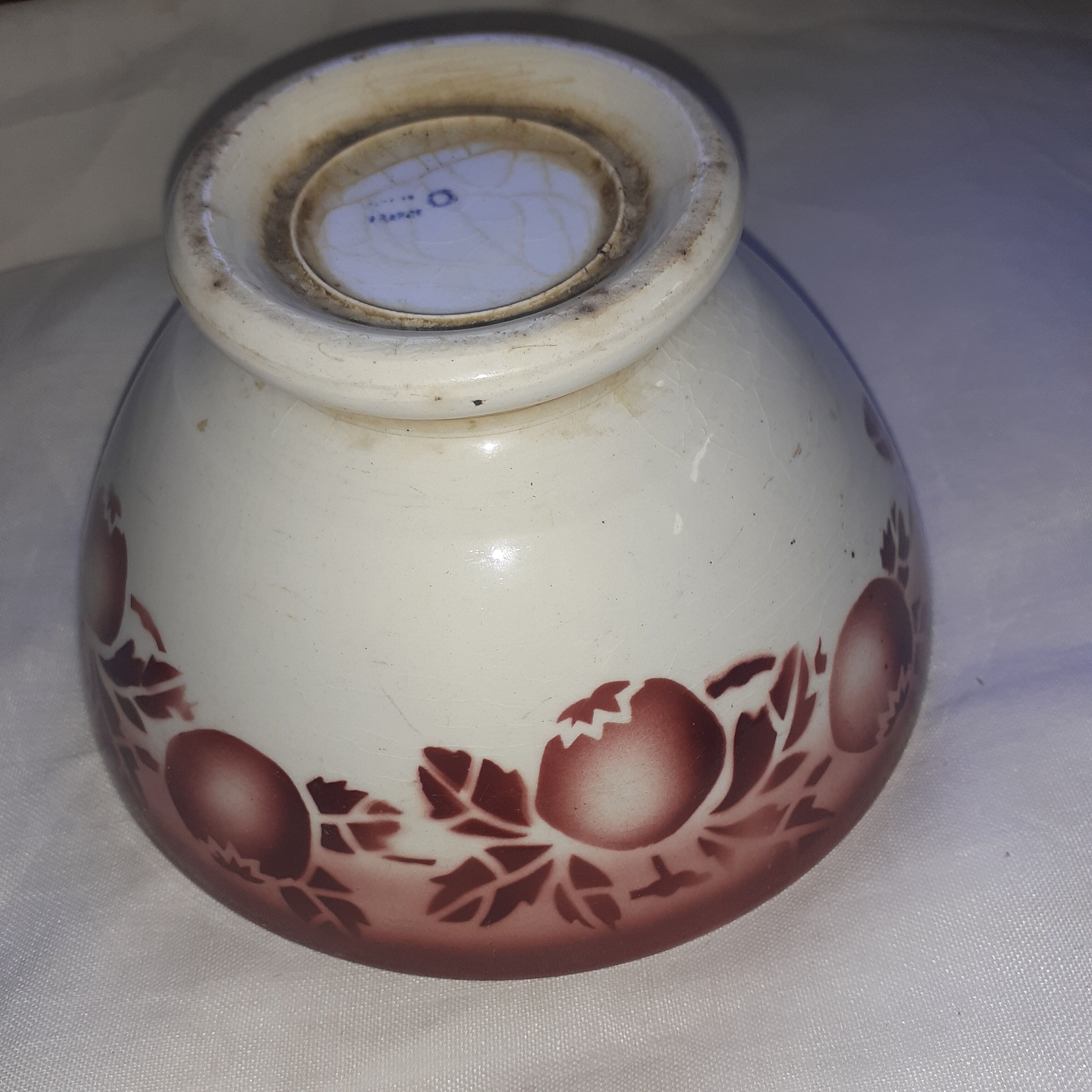 Ancient pink decor faience bowl