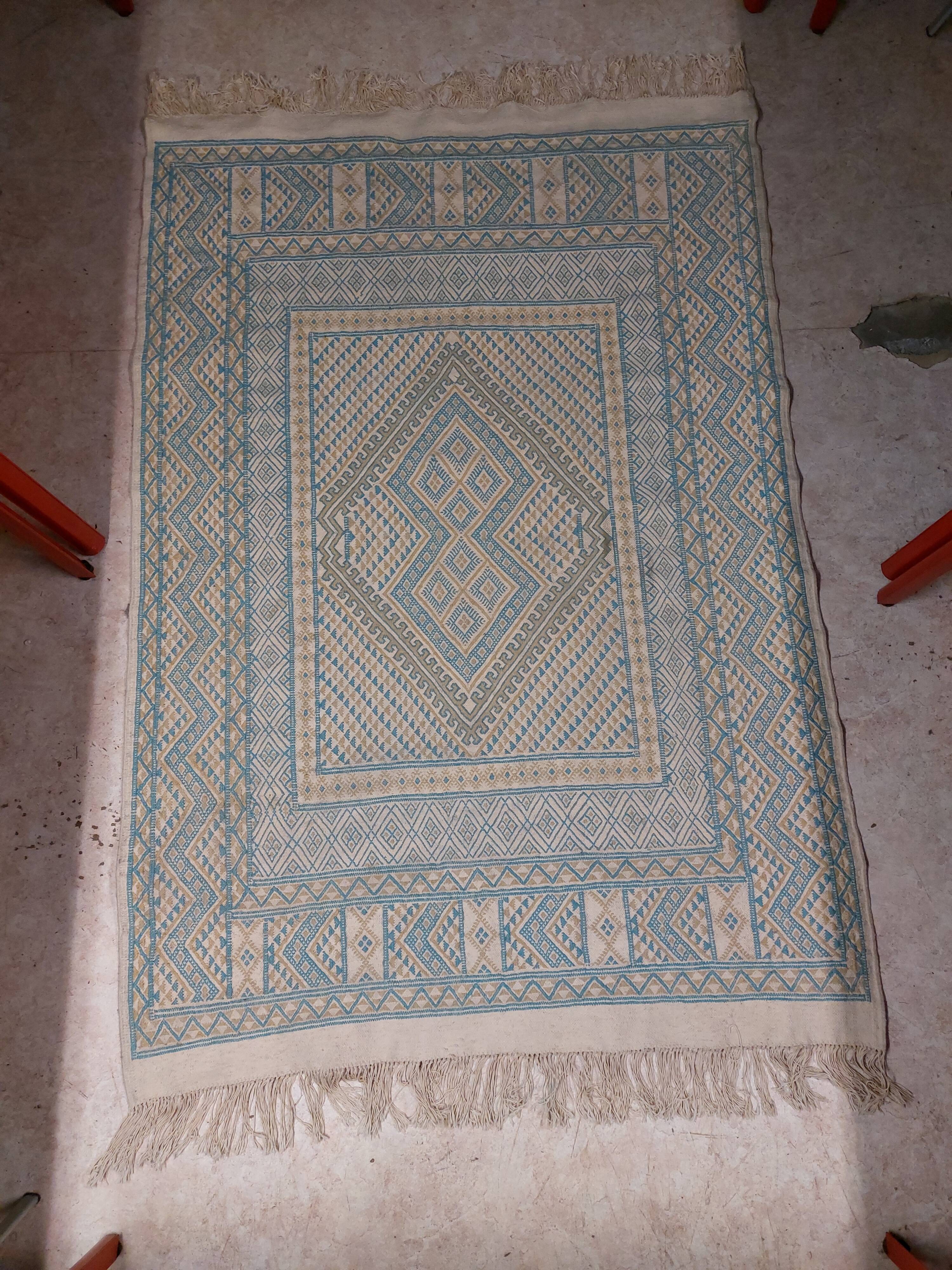Tunisian Berber Rug - Margoum Rug - Handwoven Wool - 210x160 cm