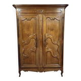 Antique Louis XV wardrobe in solid wood (oak and walnut)