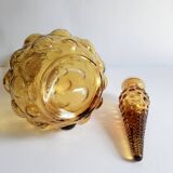 Italian carafe amber yellow glass vintage bubbles
