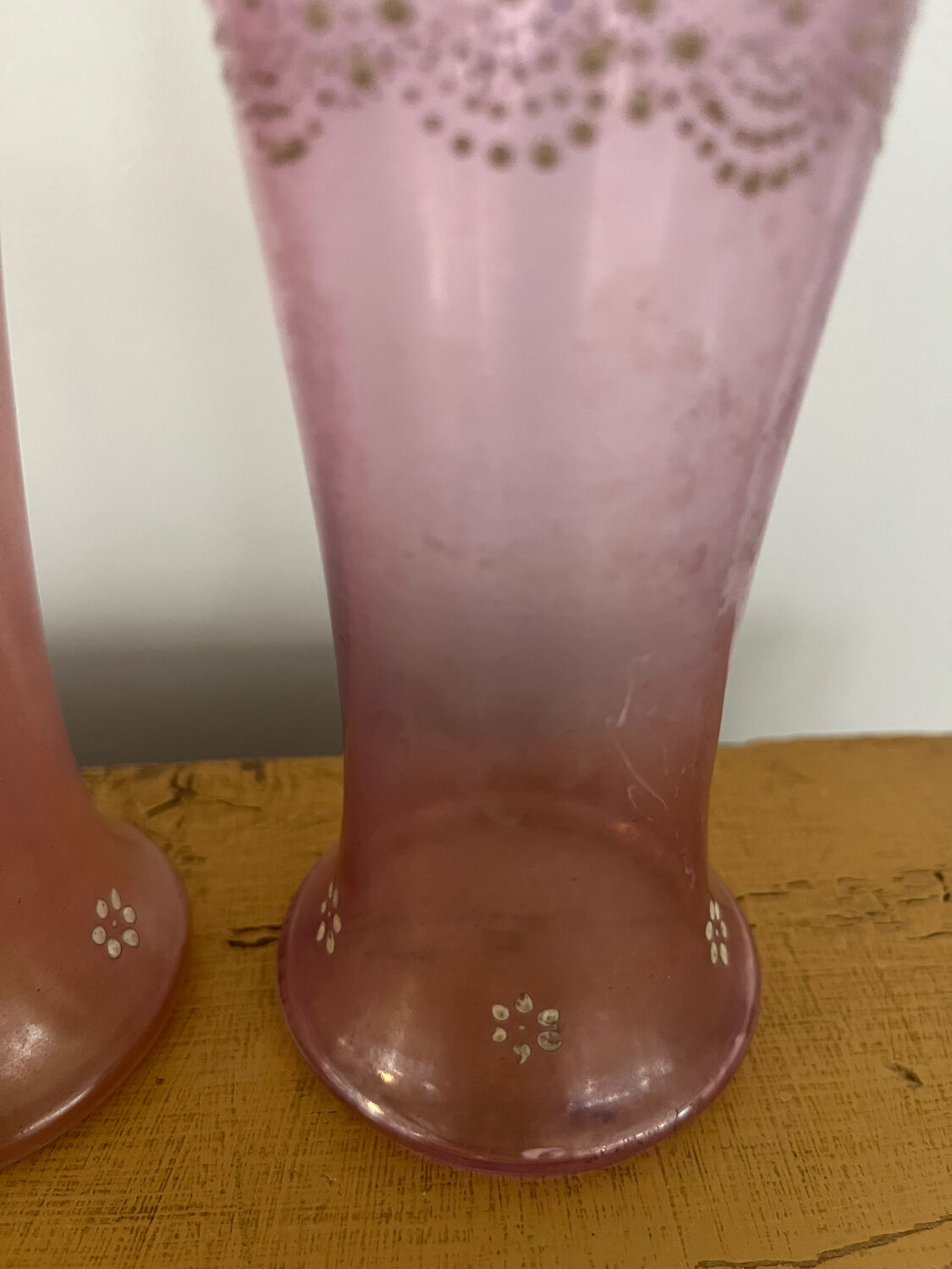 Pair of small Art Nouveau enameled vases, circa 1900