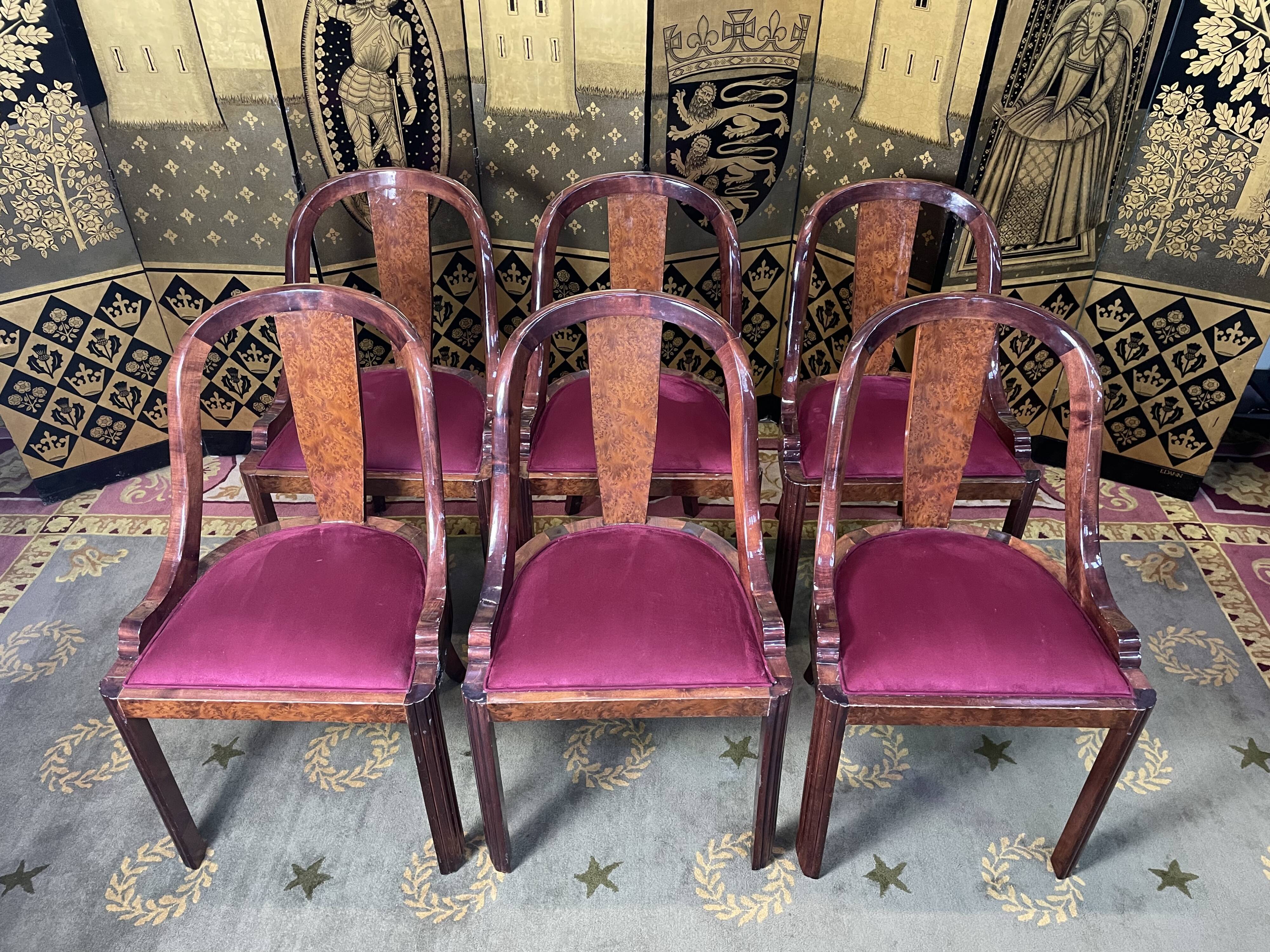 Suite of 6 Art Deco style gondola chairs