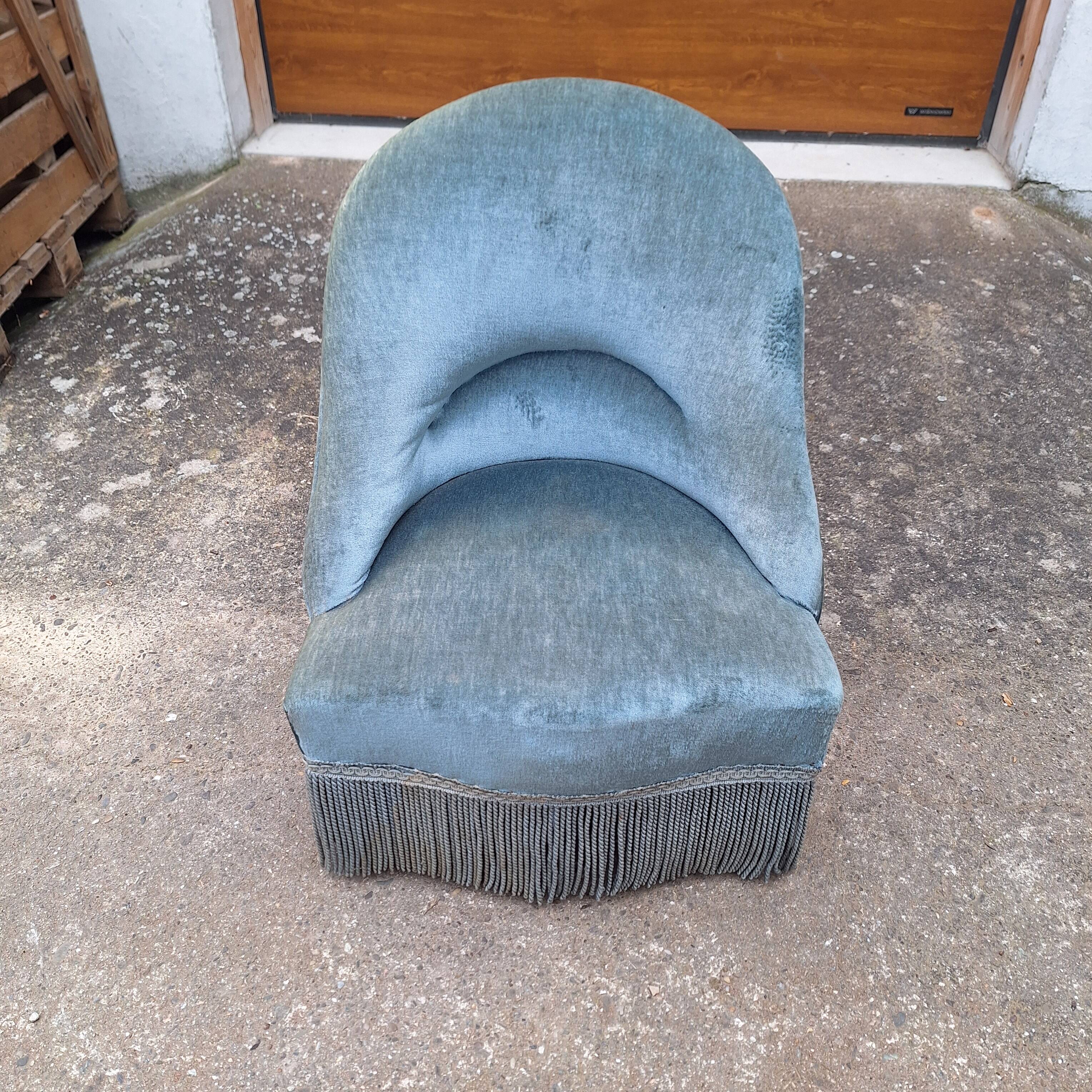 Blue velvet toad armchair