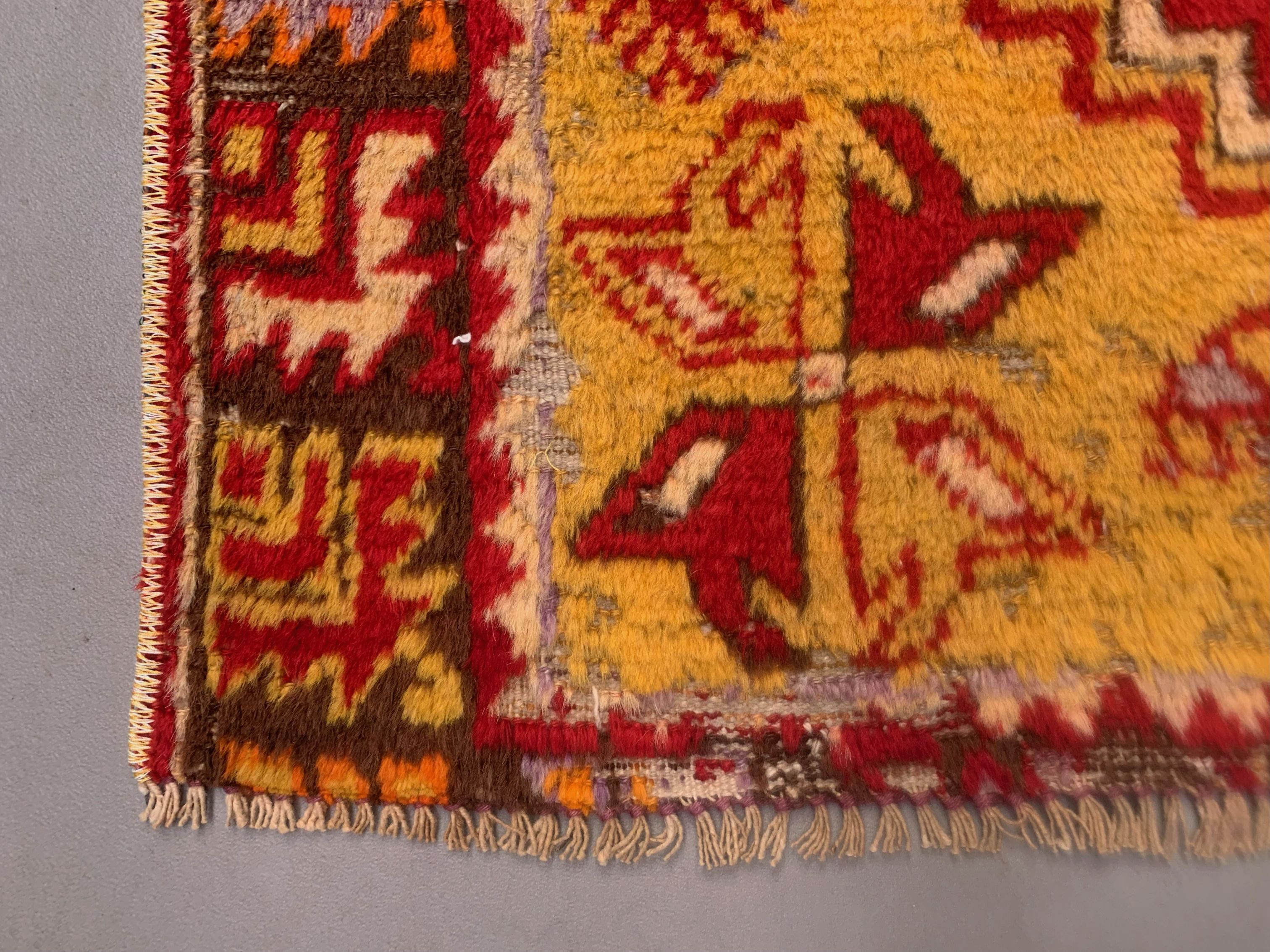 Turkish oushak rug 140x77 cm vintage carpet