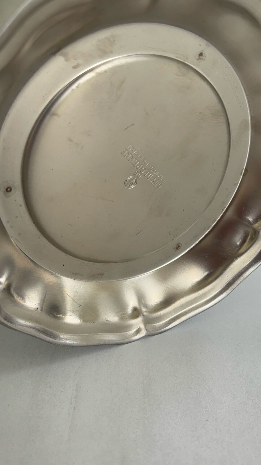 Stainless steel champagne bucket by Guy Degrenne, antique metal decoration - accessory