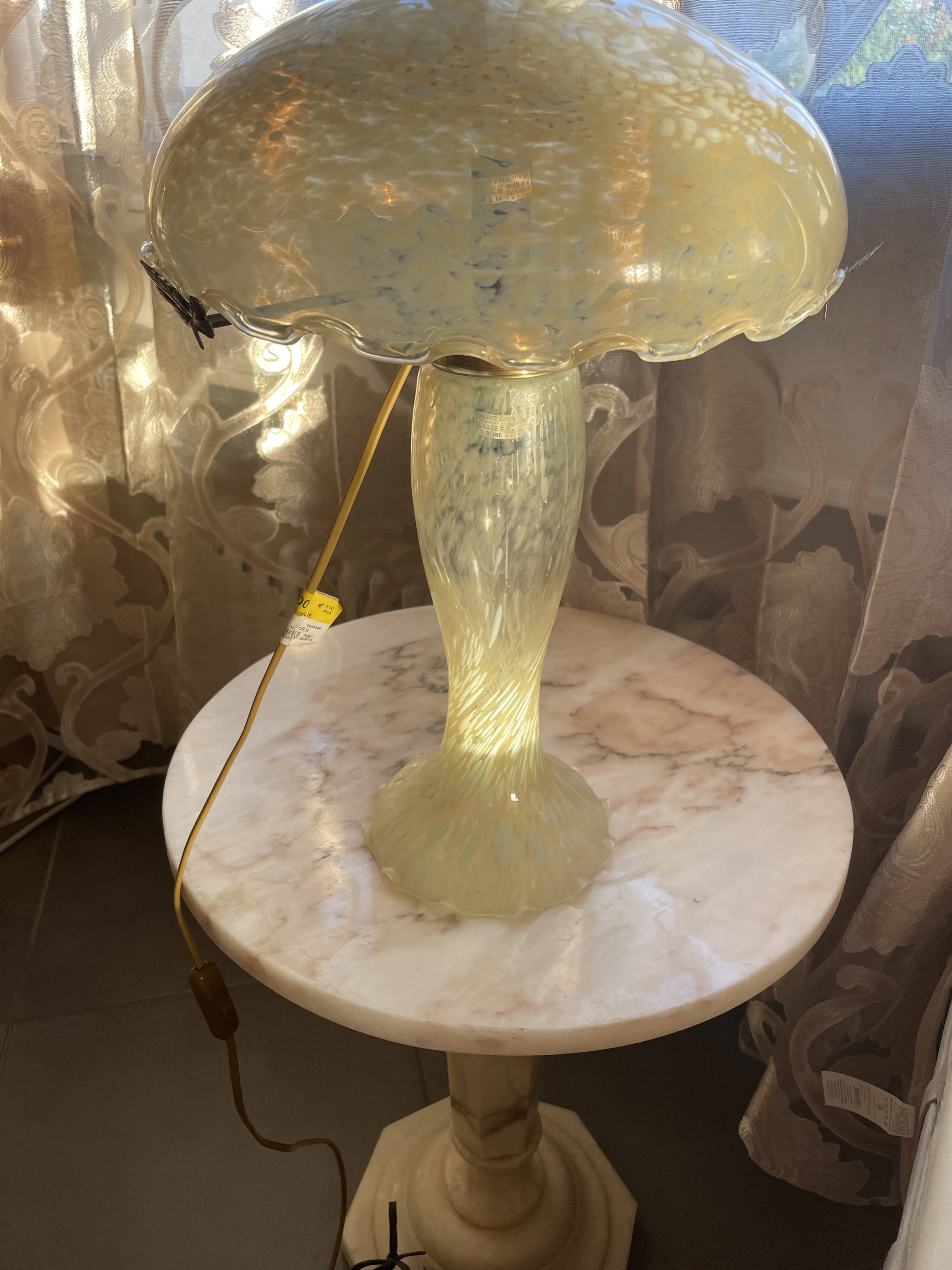 Yellow glass mushroom lamp