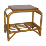 Rattan top bedside table from the 1950s