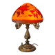 large bronze mushroom lamp with magnificent glass paste signed 7kg h51x33