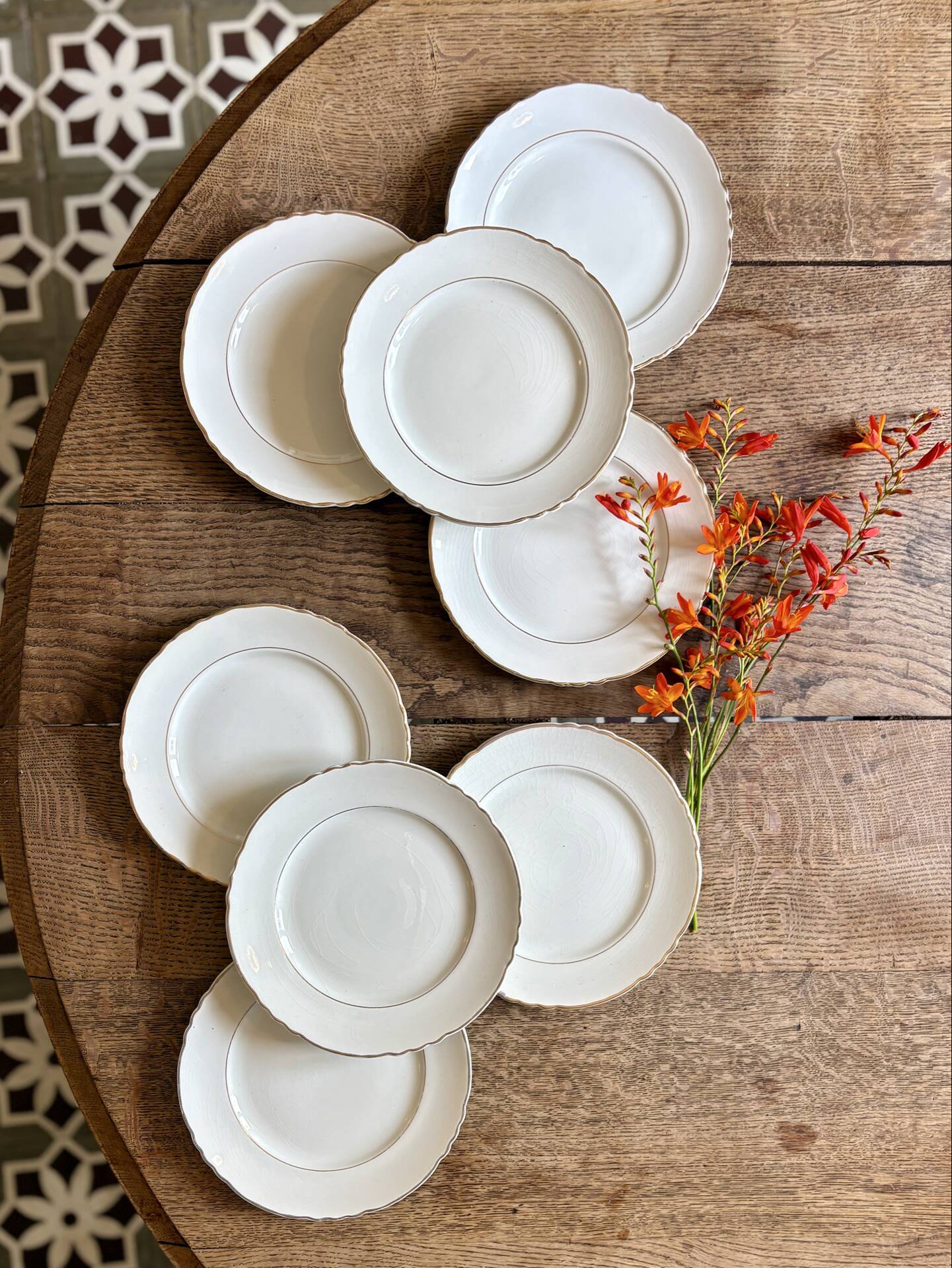 Set of 8 vintage dessert plates Moulin des Loups