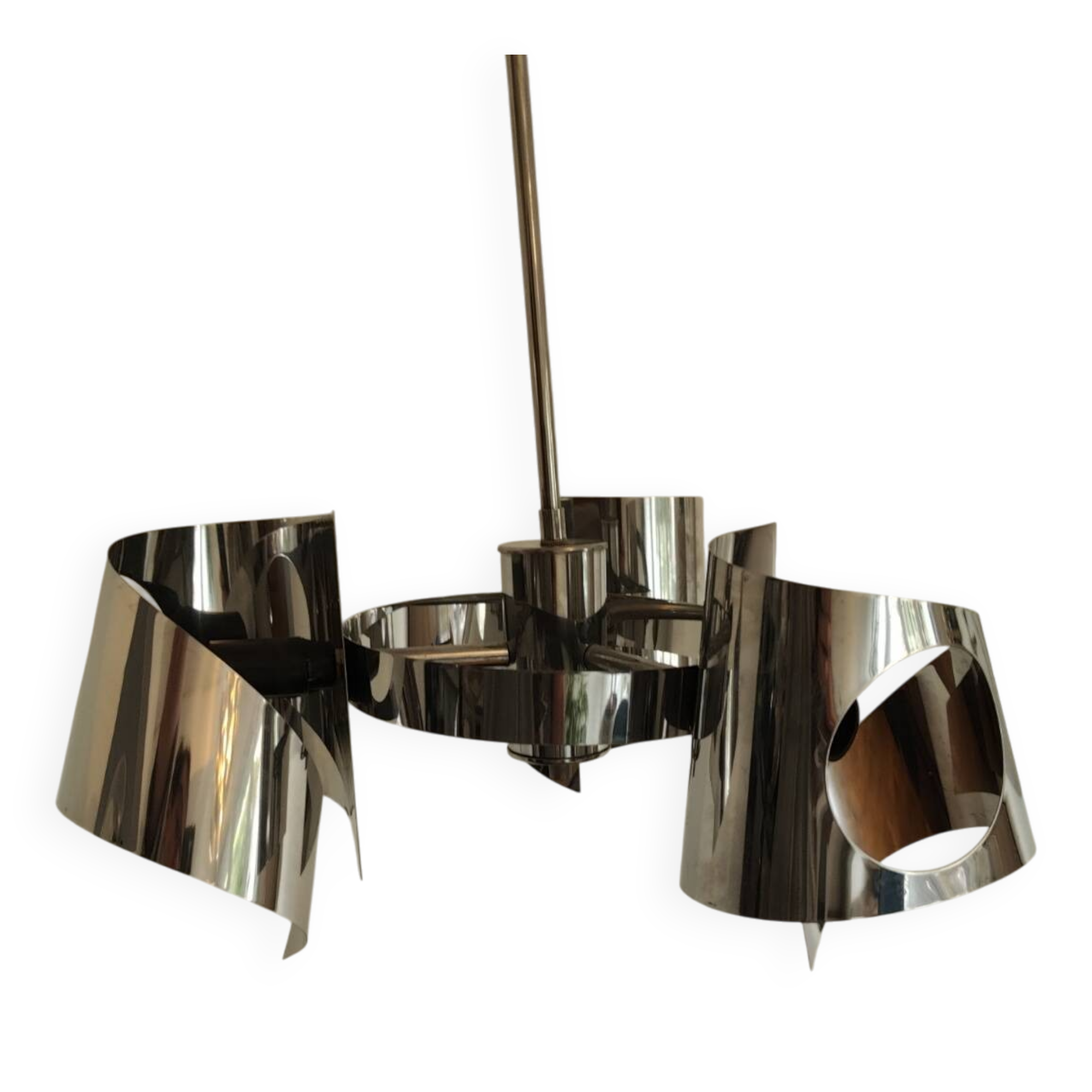 Space age chrome design chandelier suspension