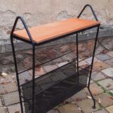 Vintage service year 50 perforated sheet metal and solid oak