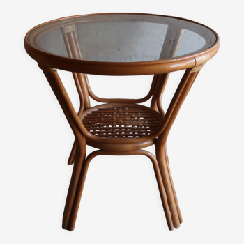 Table a manger ronde en rotin vintage