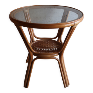 Table a manger ronde en rotin vintage