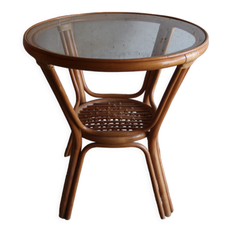 Table a manger ronde en rotin vintage