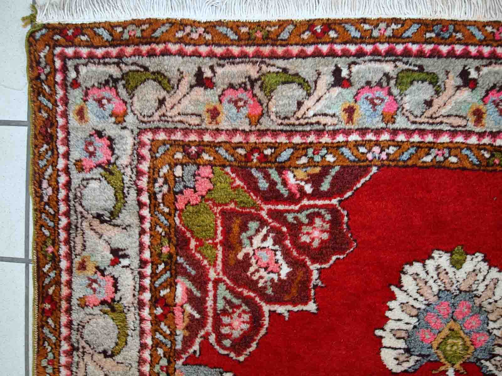Vintage turkish oushak handmade carpet 110cm x 340cm 1940s, 1c515