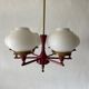 6 pendant lamps in glass and burgundy brass by Hans-Agne Jakobsson, 1960s, Sweden