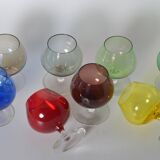 Multicolored cognac glasses