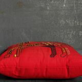 Vintage hand embroidered canvas cushion