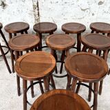 Set of 12 solid wood bar stools 1960 - 1970 vintage