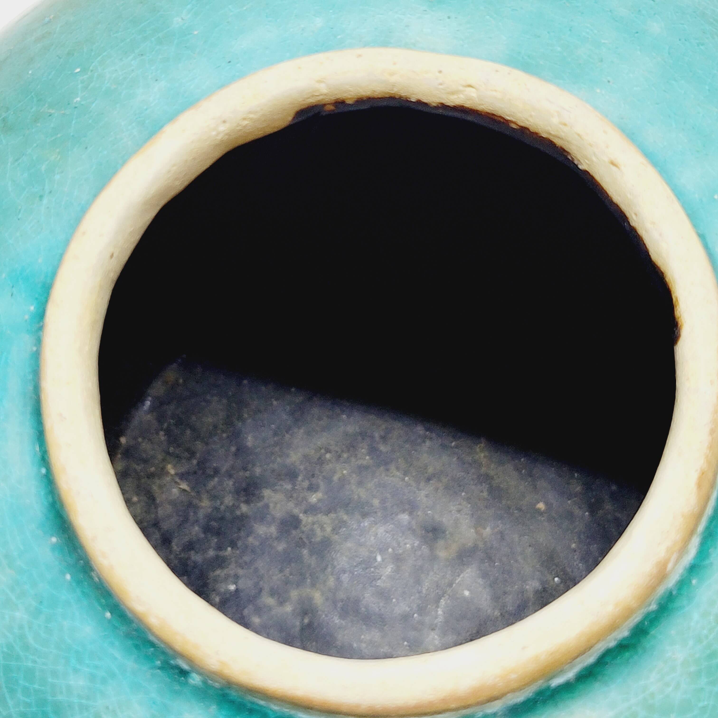 Antique Chinese Ginger Pot 1900 Green Blue Turquoise Enameled Ceramic