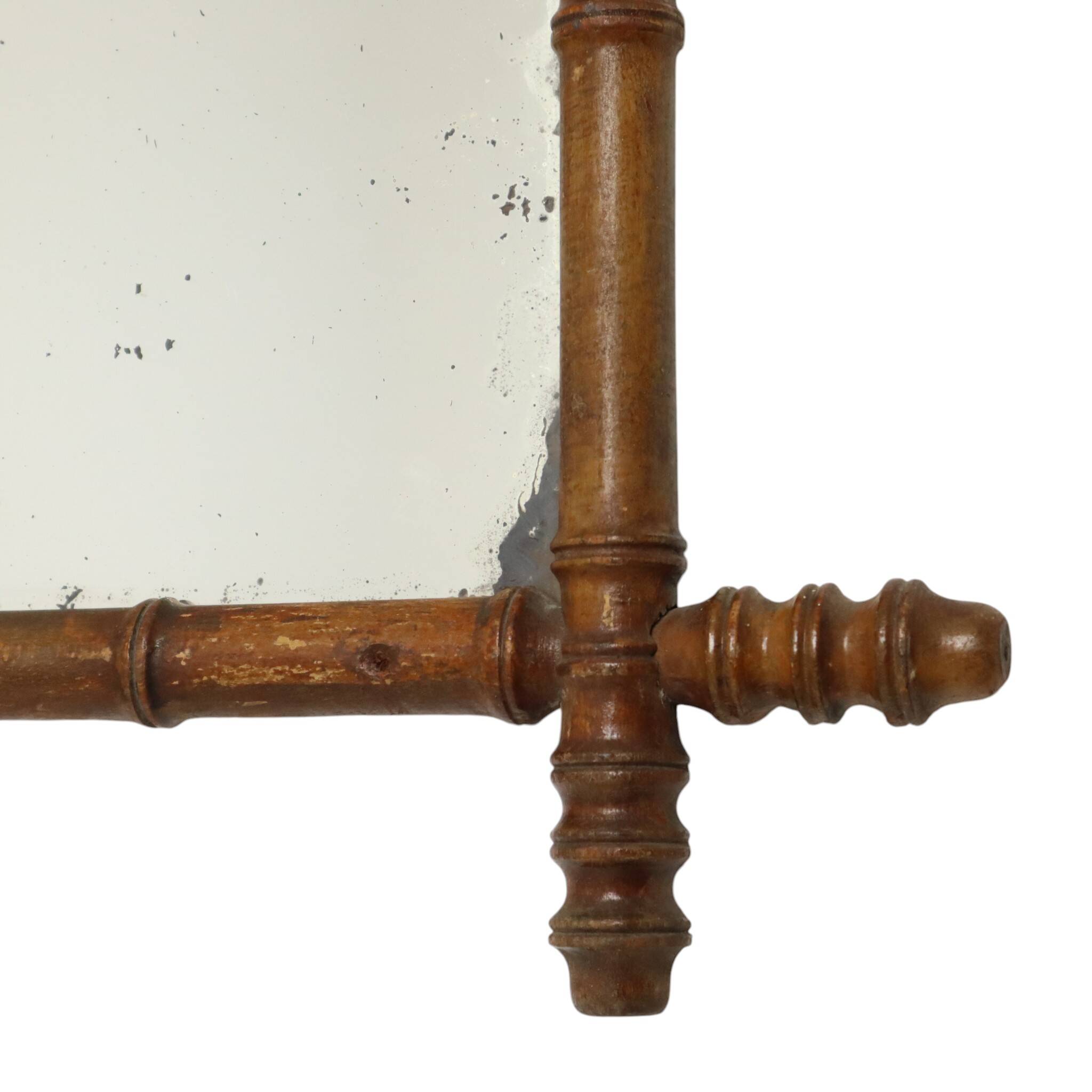 Antique Wooden Faux Bamboo Chinoiserie Mirror 44x39cm