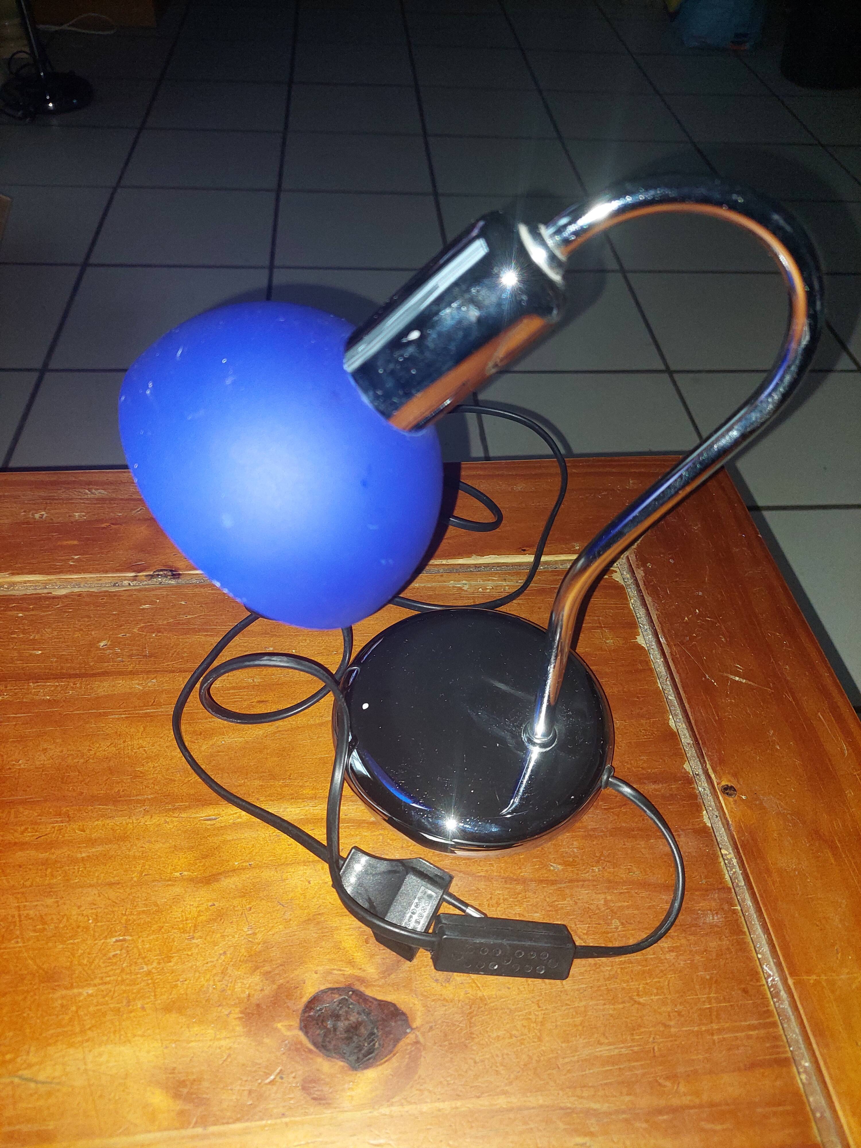 Table lamp chromed metal and glass globe used