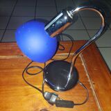 Table lamp chromed metal and glass globe used