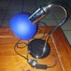 Table lamp chromed metal and glass globe used