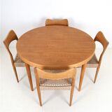 Table à manger ronde restaurée par Villy Schou Andersen / chêne / design danois moderne des années 1960 / 1970