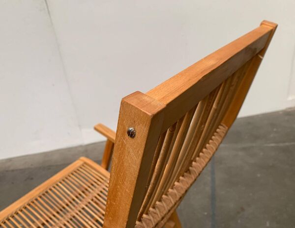 Chaise à bascule en rotin allemande du milieu du siècle des Deutschen Werkstätten Hellerau, années 1960