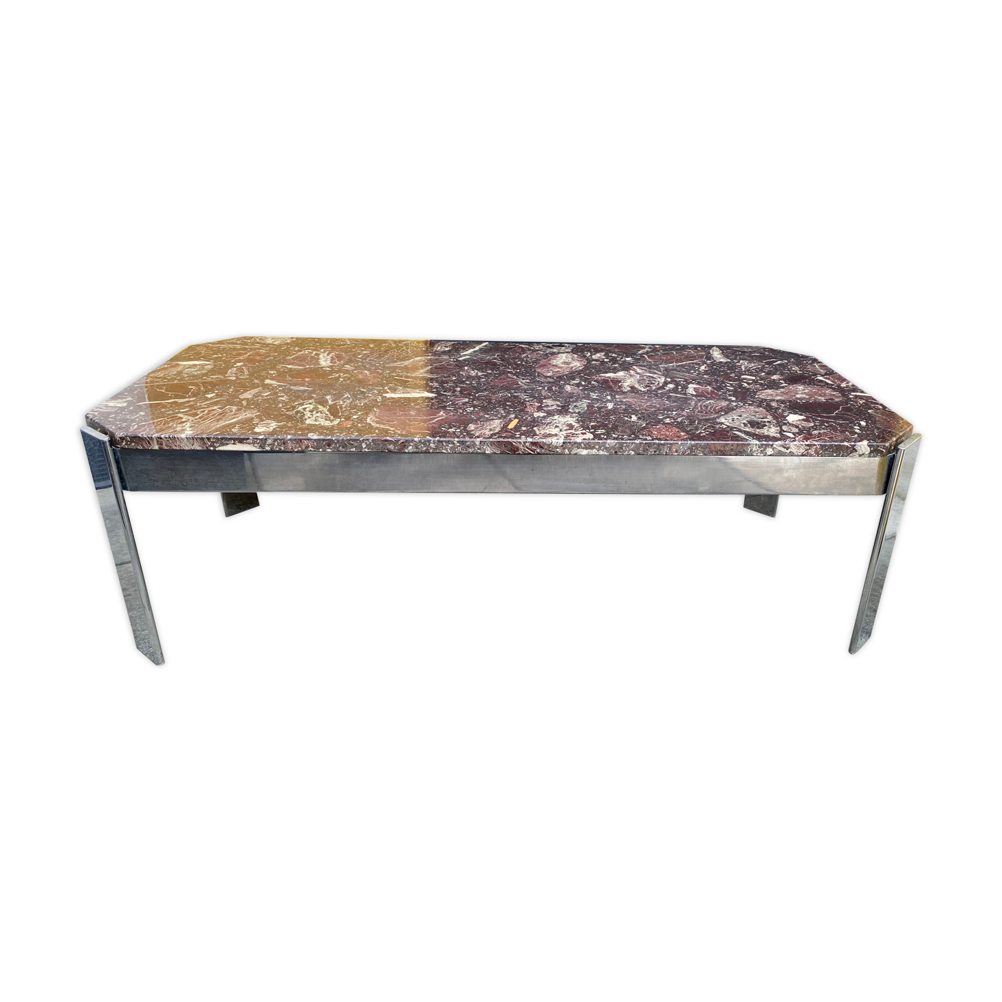 Vintage coffee table 70s marble top & chrome legs