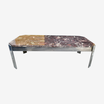 Vintage coffee table 70s marble top & chrome legs