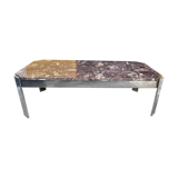 Vintage coffee table 70s marble top & chrome legs
