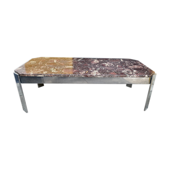 Vintage coffee table 70s marble top & chrome legs