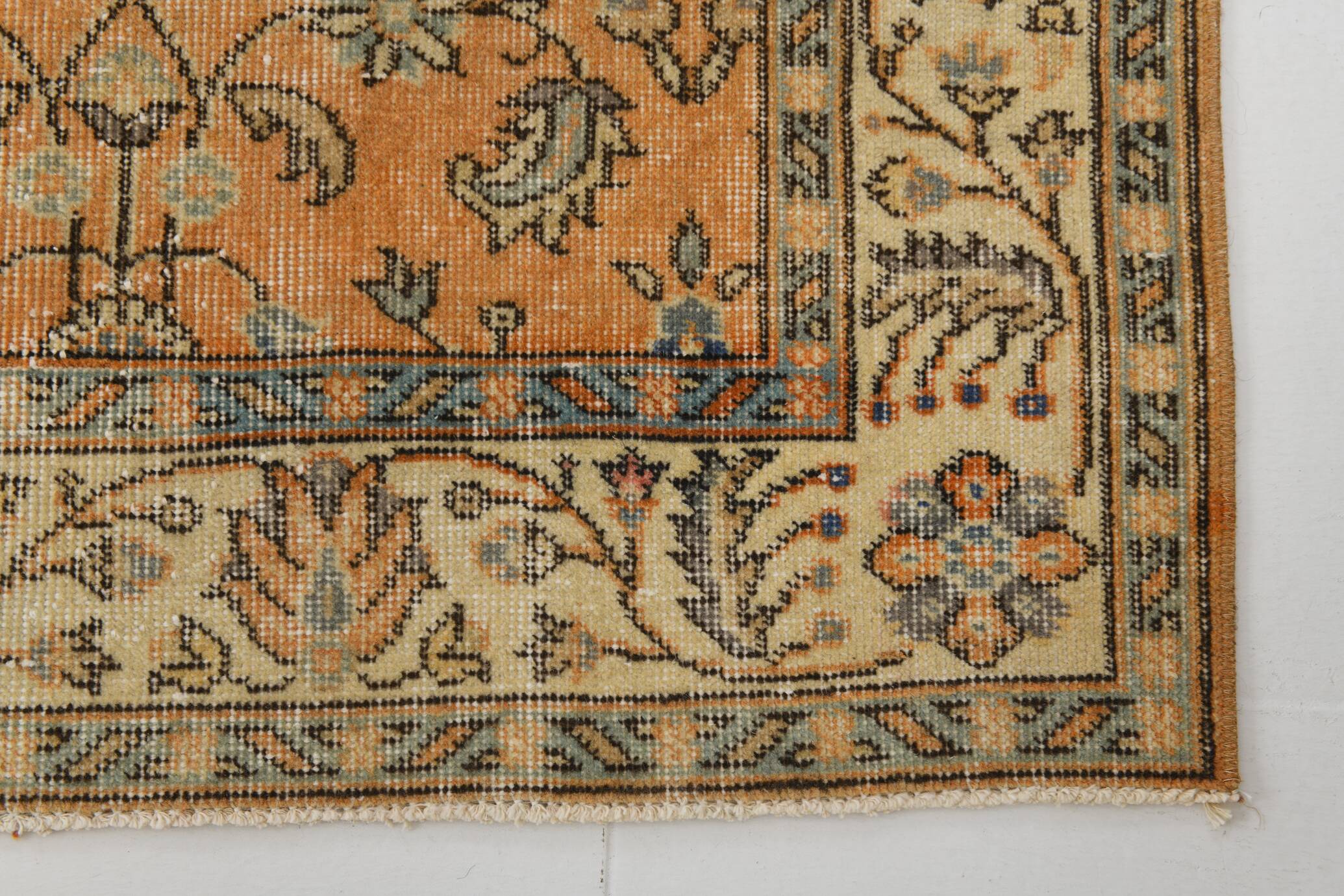 5x9 Vintage Orange Floral Turkish Area Rug, 160x271Cm