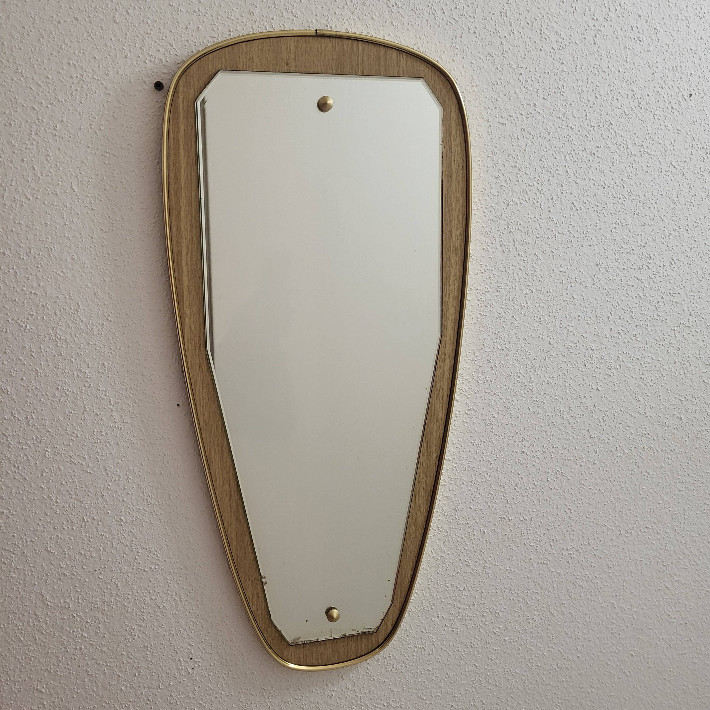 Miroir scandinave en formica et verre biseauté, 1950,60