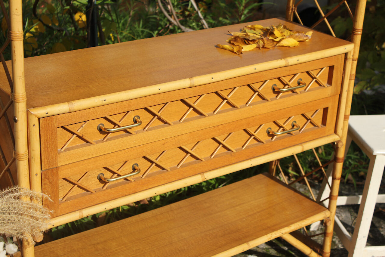 Vintage rattan bookcase