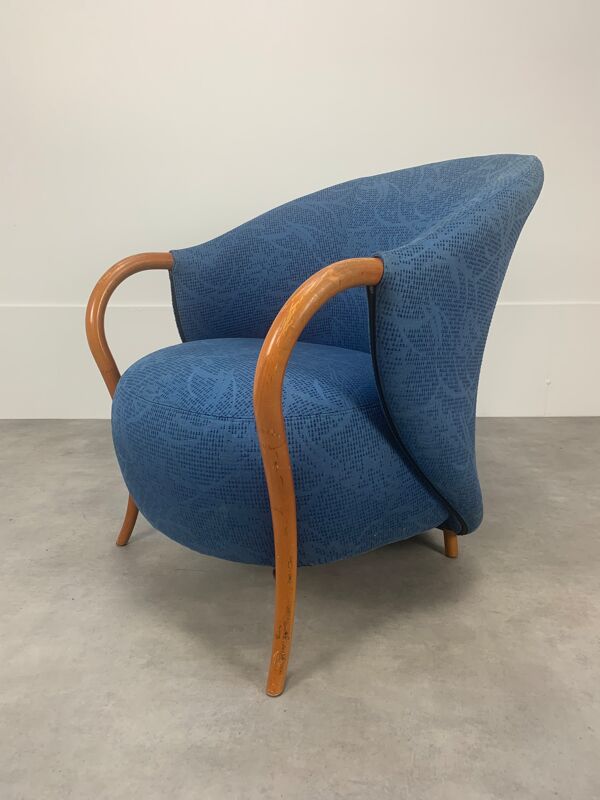 Fauteuil Cinna design 1980, bleu pop