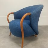Fauteuil Cinna design 1980, bleu pop