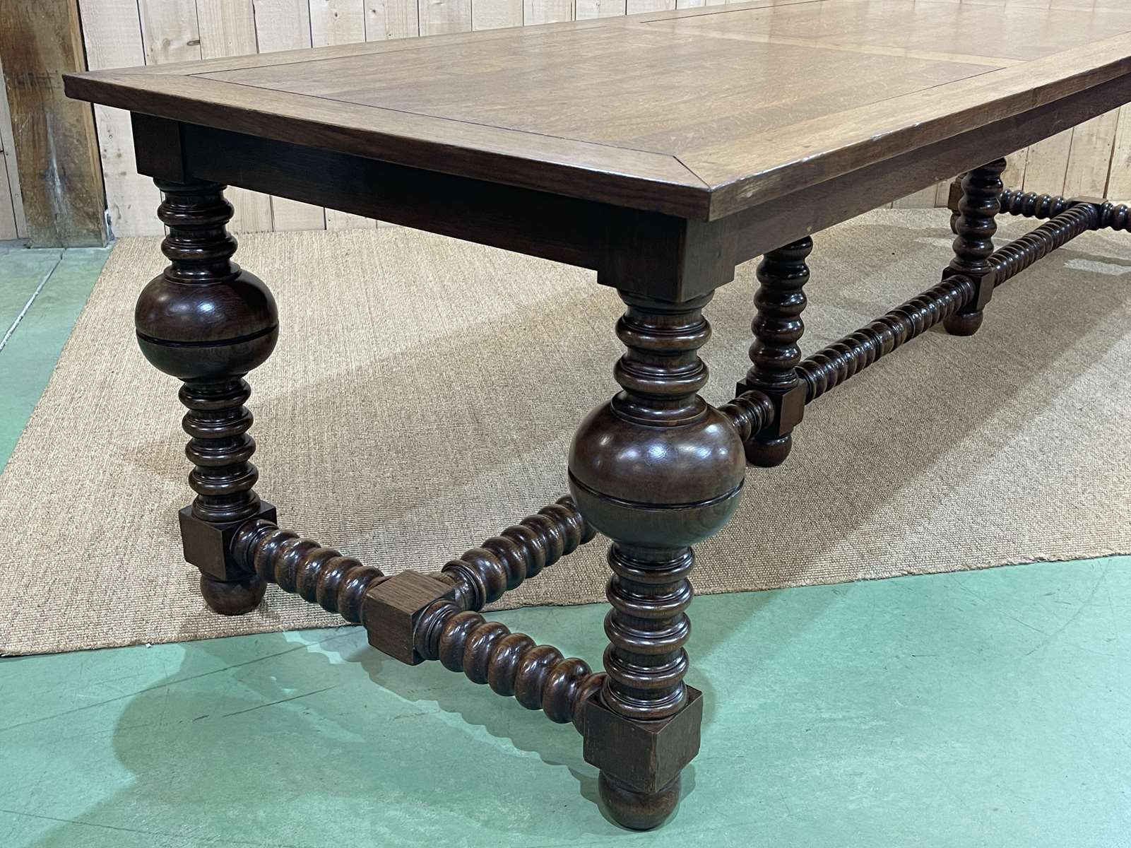 Oak monastery table with turned legs from the 1930s