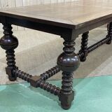 Oak monastery table with turned legs from the 1930s