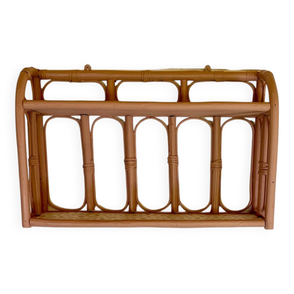 Étagère murale rotin rose poudré