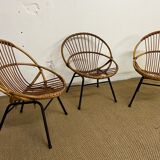 Rattan armchairs feet metal