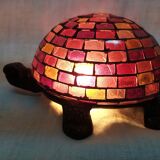 Glass turtle lamp mosaic cast iron Red watch
