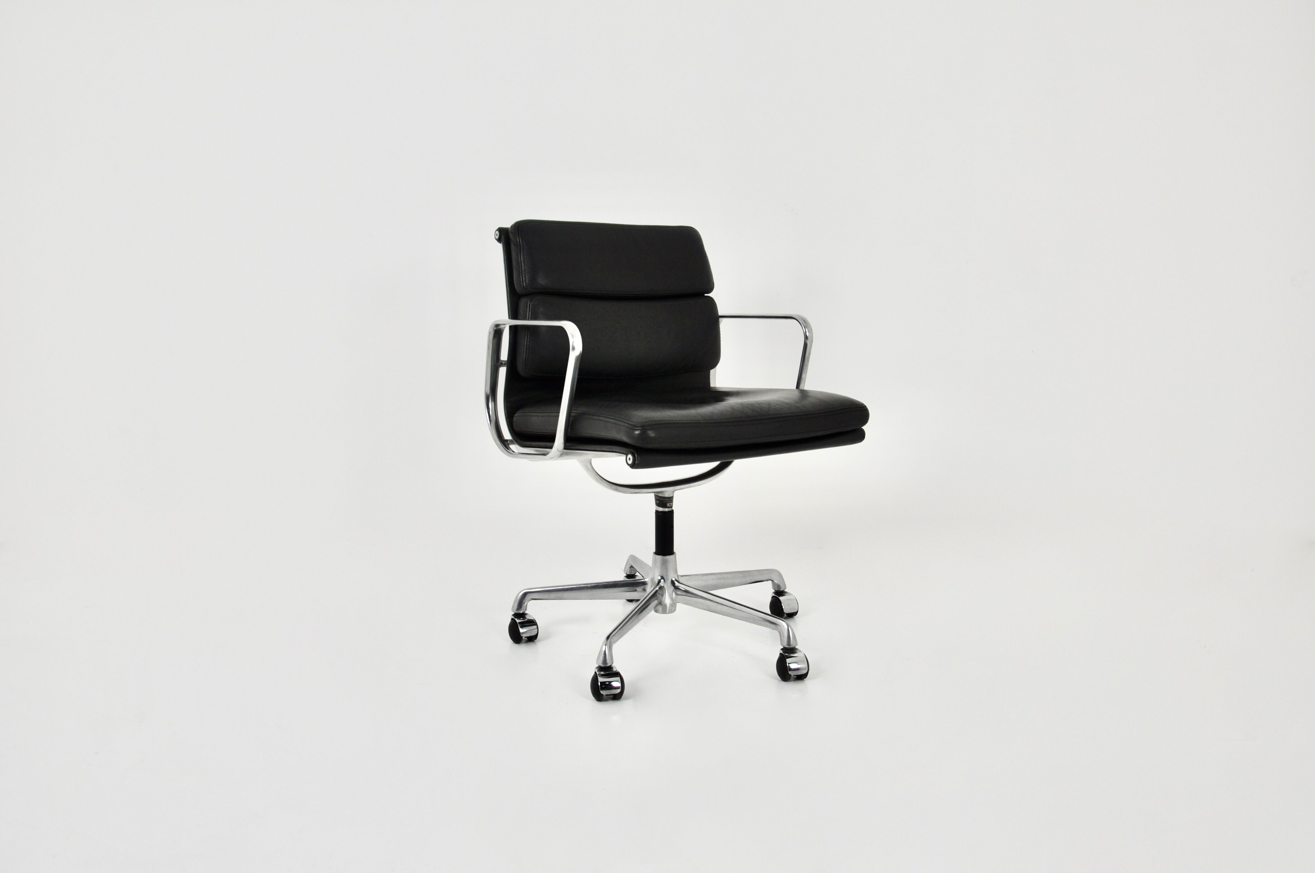 Black leather Soft Pad Chair by Charles & Ray Eames for ICF, 1970S