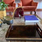 Hollywood regency brass and tortoiseshell lucite tray, Italy 1970s