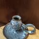 Pair of speckled glazed ceramic candle holders rat of the cellar