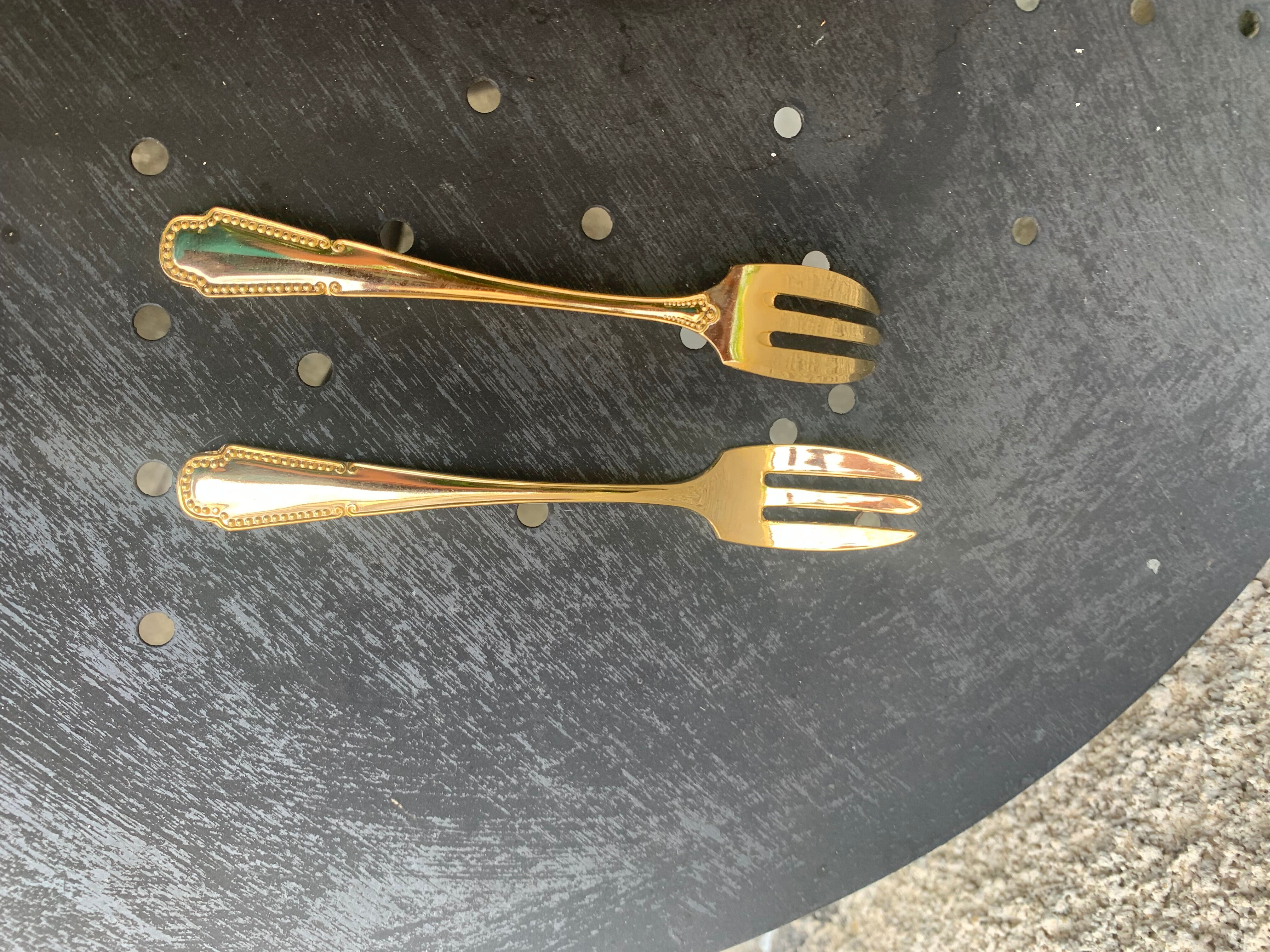 6 small forks in gold gilded with fine vintage gold