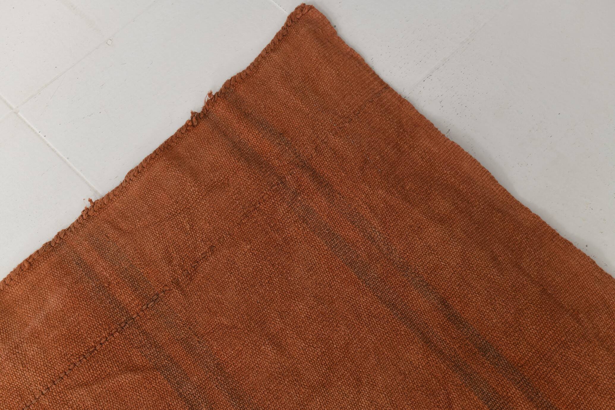 Terracotta Striped Modern Kilim Rug, 154x190Cm
