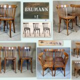 Set 4 chairs Baumann No.108 50s